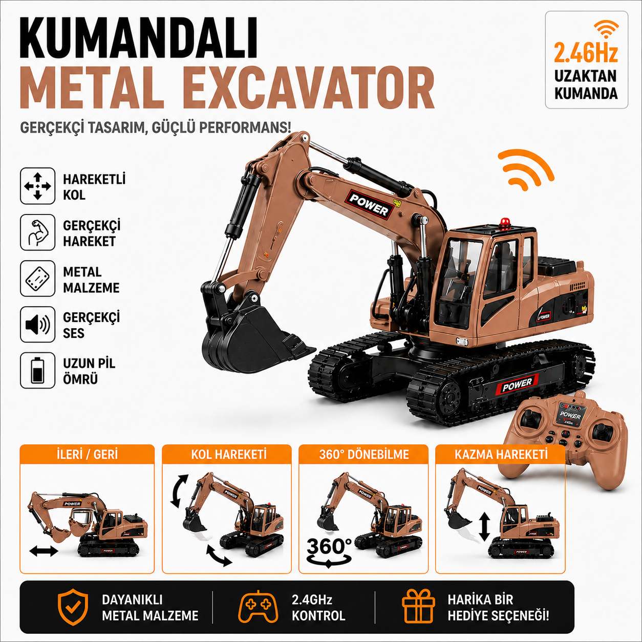 Vimora Metal Işıklı Sesli Full Fonksiyon Kepçe