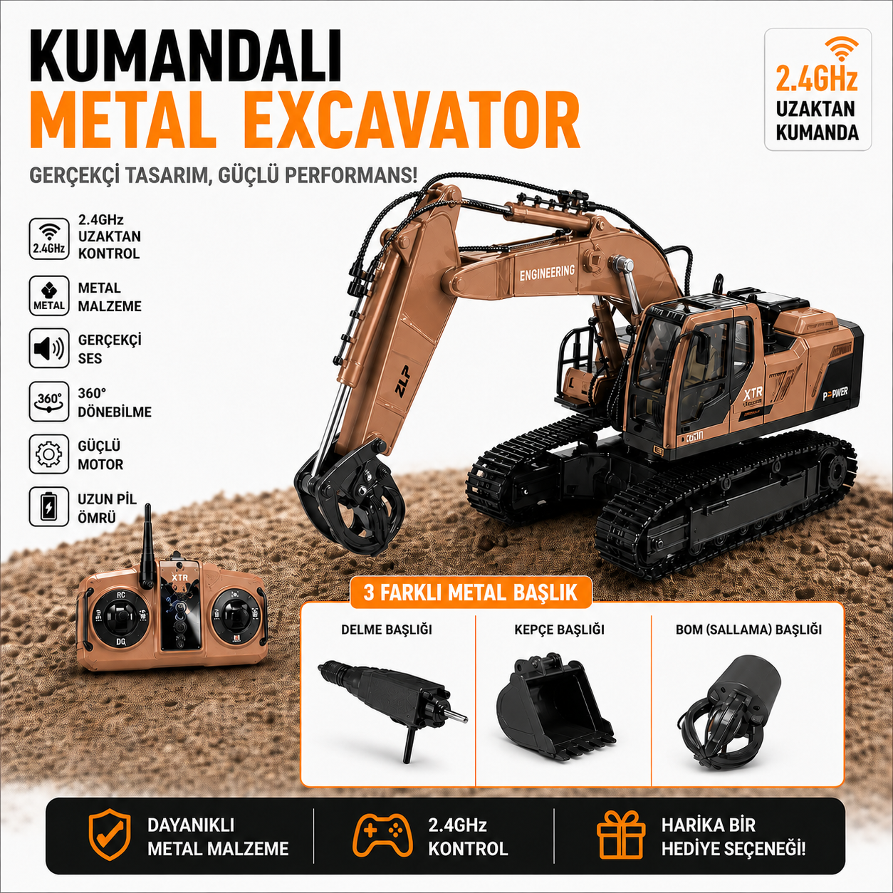 Vimora Metal Işıklı Sesli Full Fonksiyon Kepçe