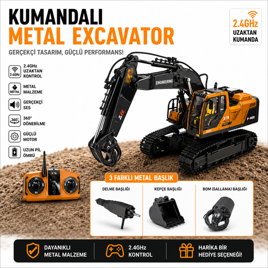 Metal Işıklı Sesli Full Fonksiyon Kepçe