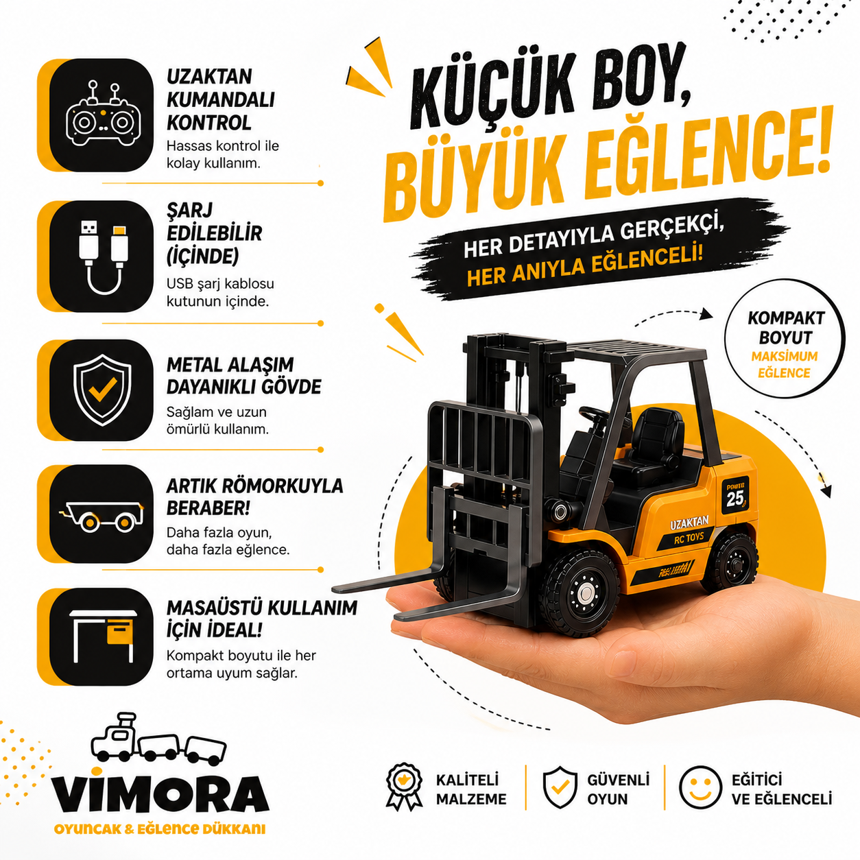 Vimora Uzaktan Kumandalı Metal Mini Forklift