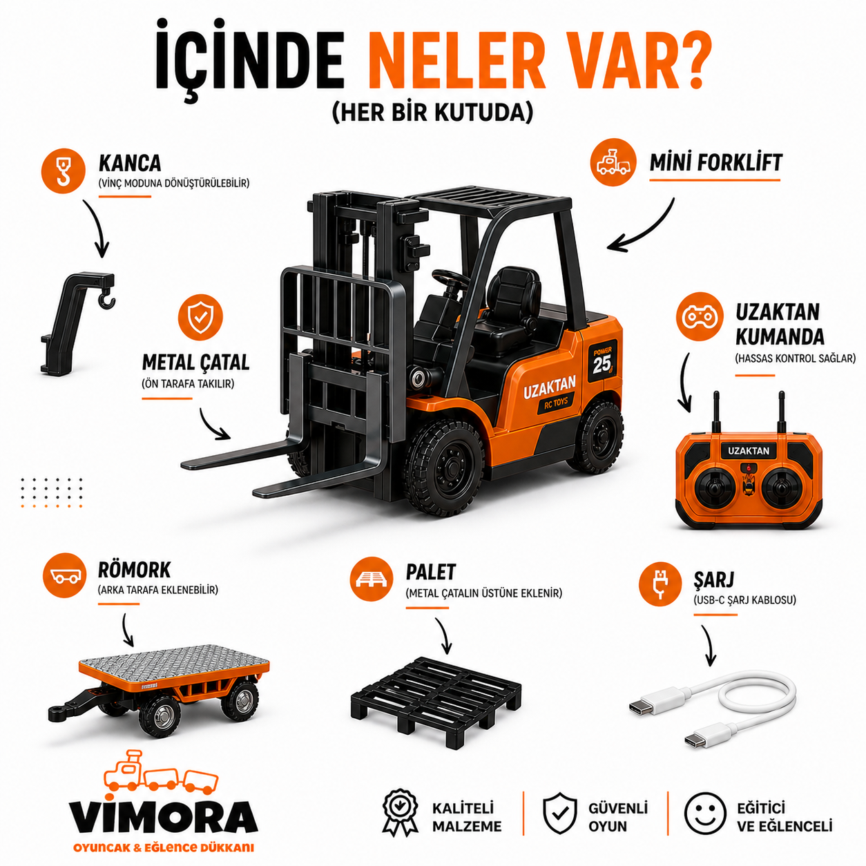 Vimora Uzaktan Kumandalı Metal Mini Forklift